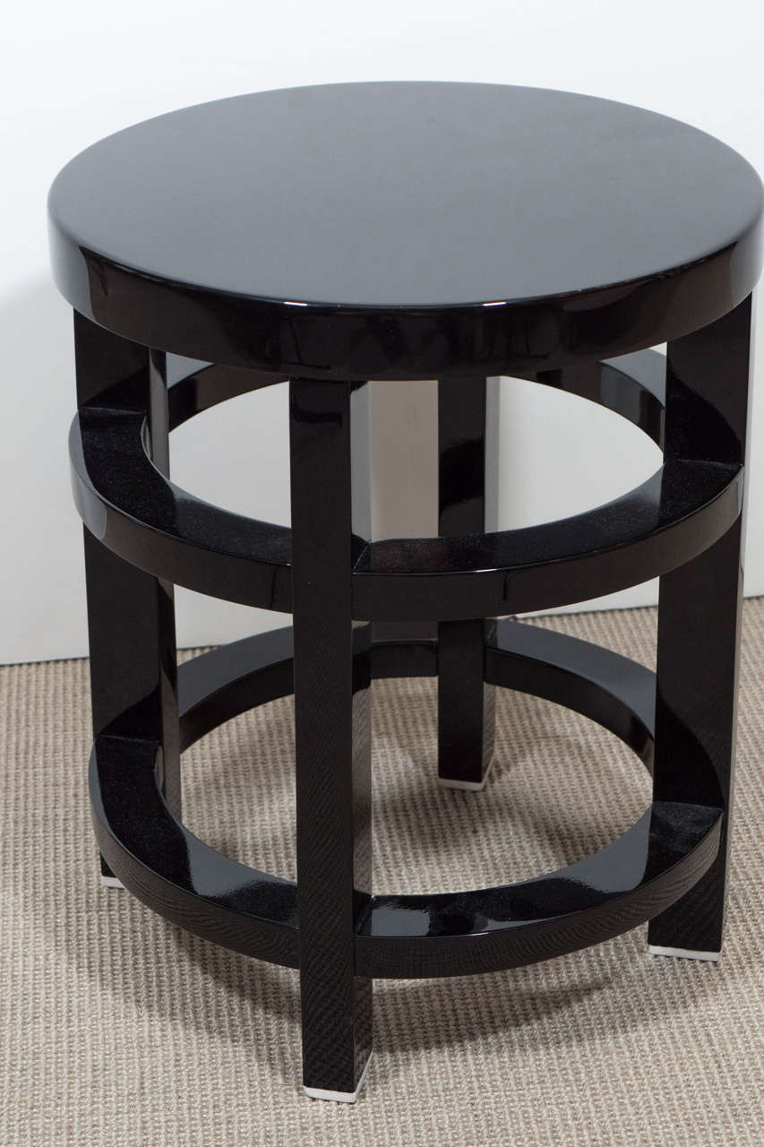 Mid-Century Modern Thonet Black Lacquer Stool or Table, USA Production, circa 1940s