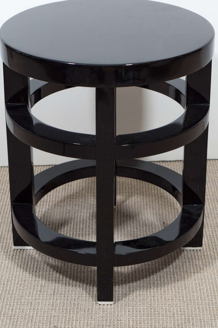 American Thonet Black Lacquer Stool or Table, USA Production, circa 1940s