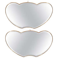 Pair of Italian Scalloped Cloud Shaped Beveled Mirrors, Italy, circa 1950s