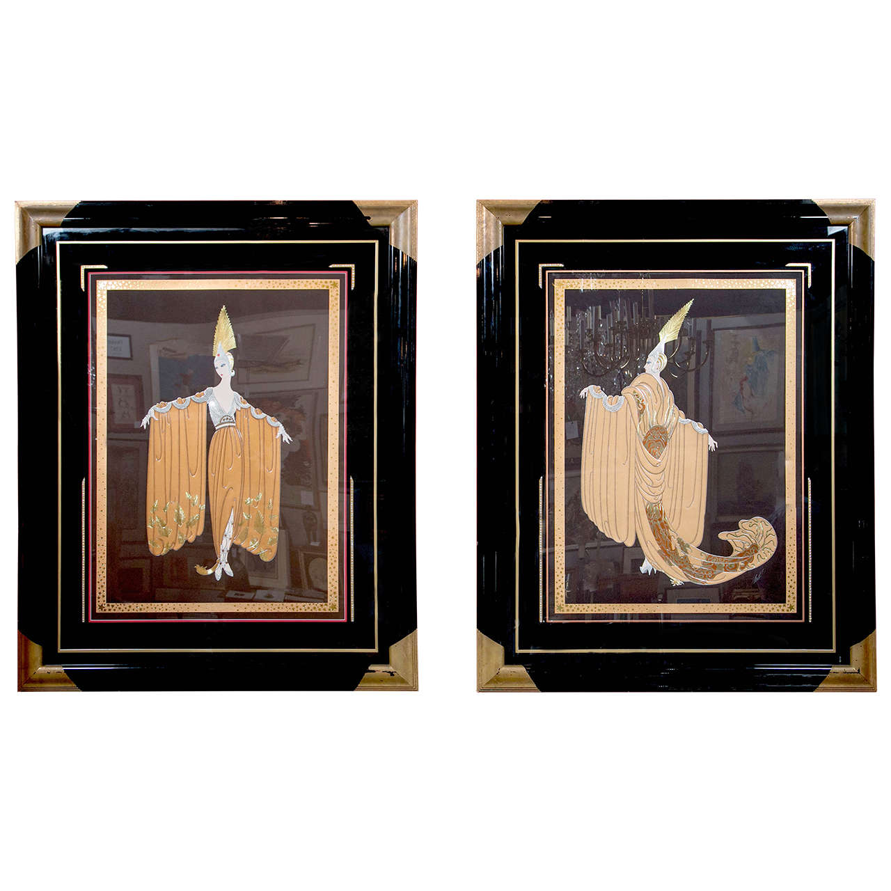 Erte Ensemble Du Soir Suite Pair of Graphic Edition, Serigraph on Paper, Signed For Sale