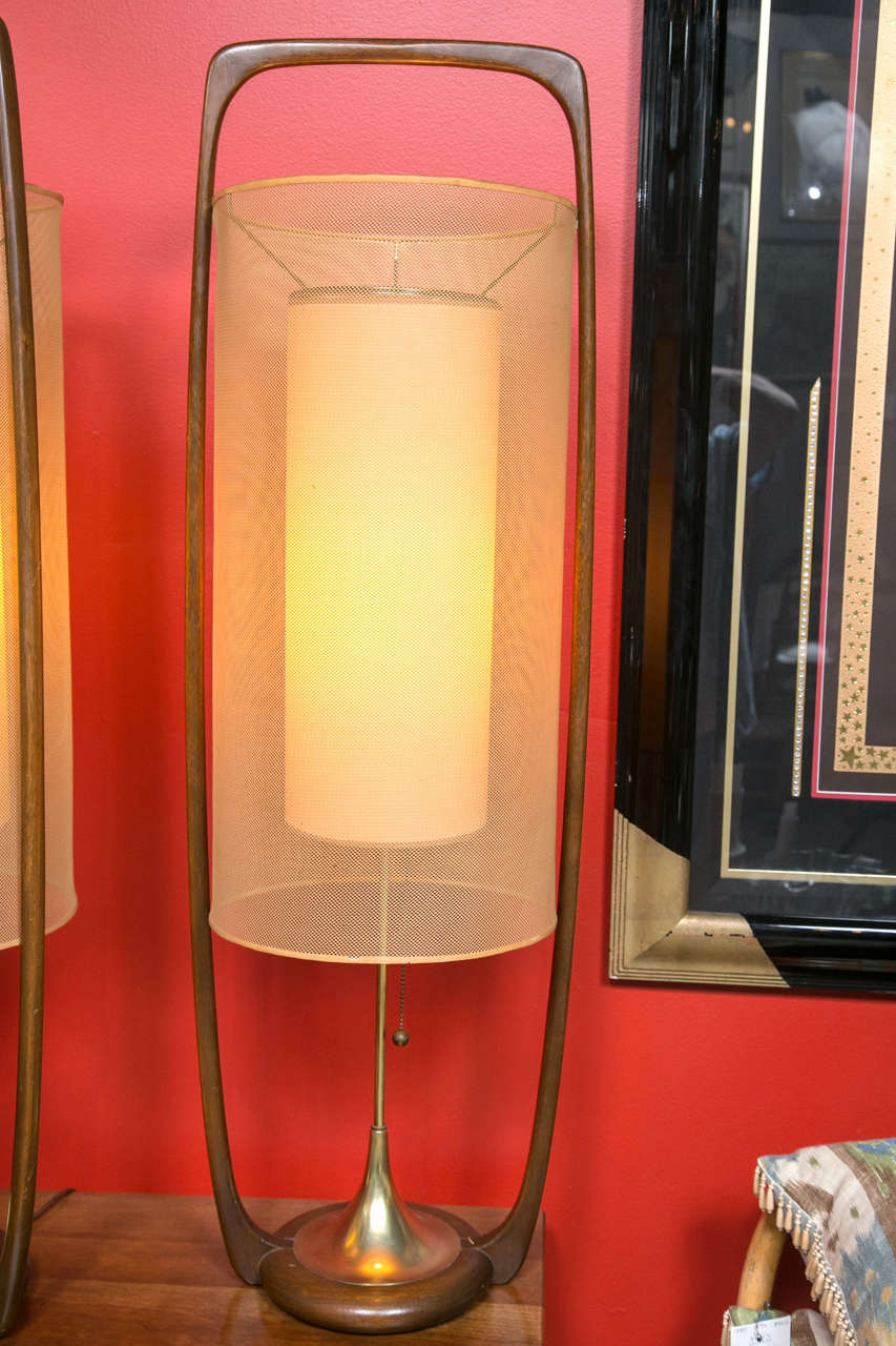 Brass Pair of Mid-Century Modern Lamps by Modeline