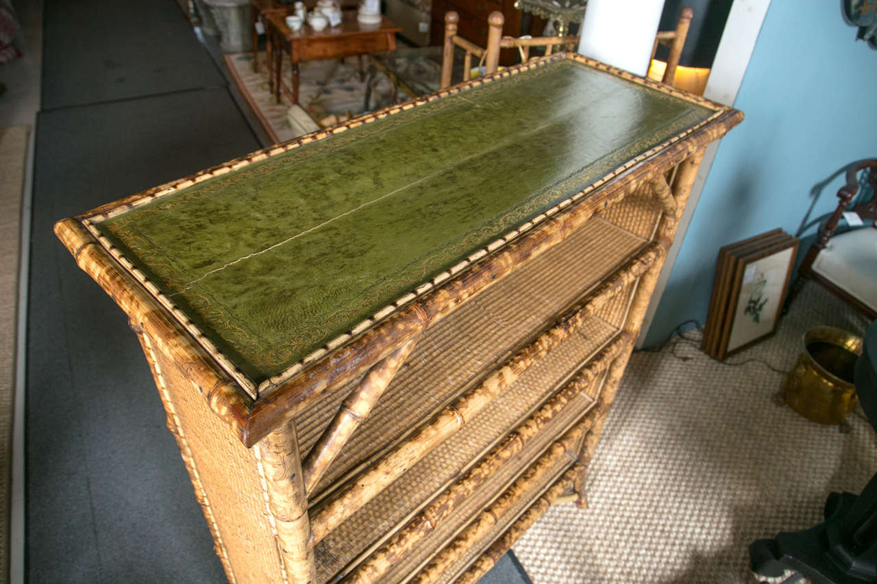 Painted Victorian Antique Bamboo Open Bookcase For Sale