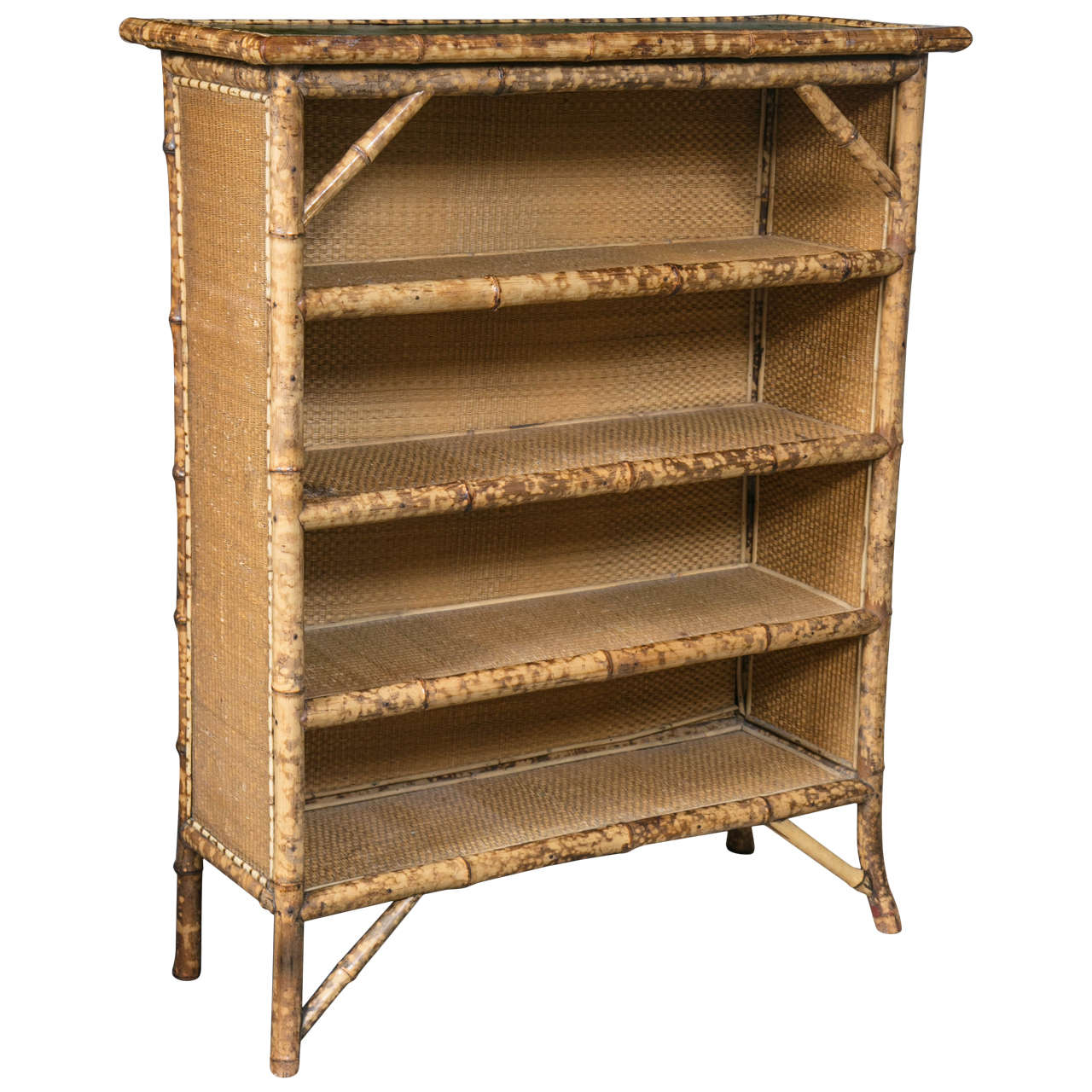 Victorian Antique Bamboo Open Bookcase For Sale