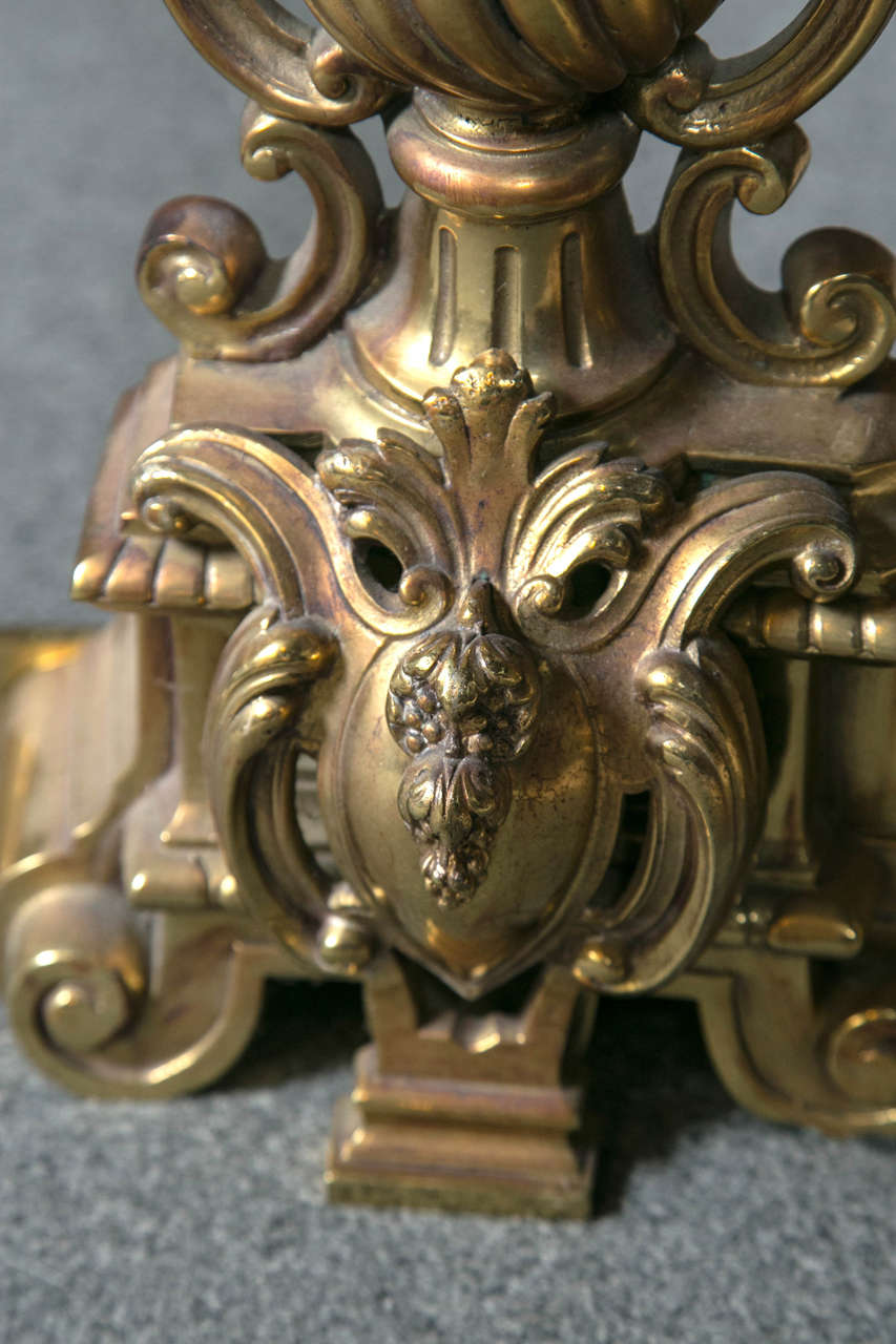 Brass French Louise XVI Style Andirons For Sale