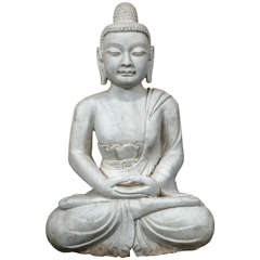 Carved Marble Buddha with Smiling Face