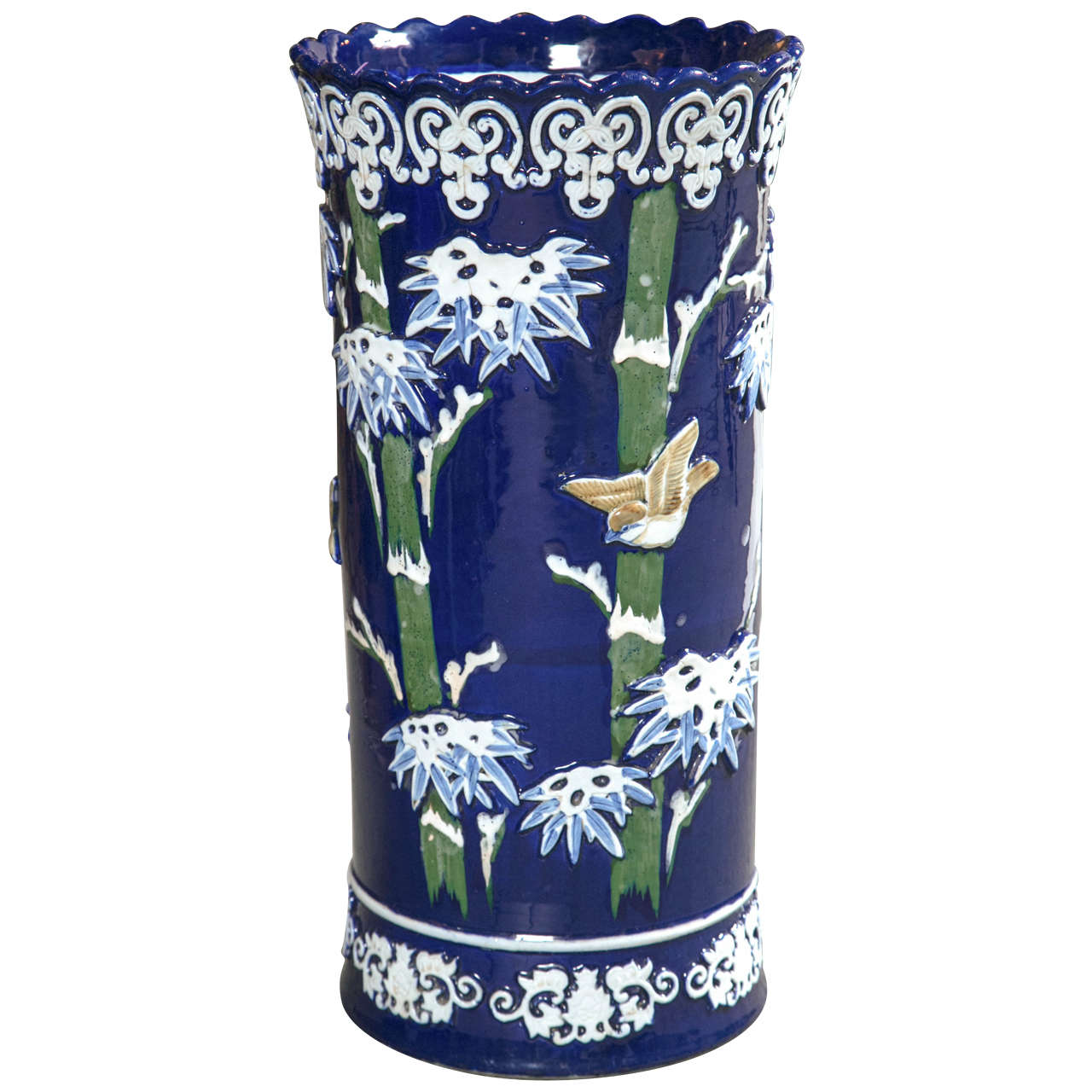 Japanese Ceramic Porcelain Umbrella or Cane Stand For Sale