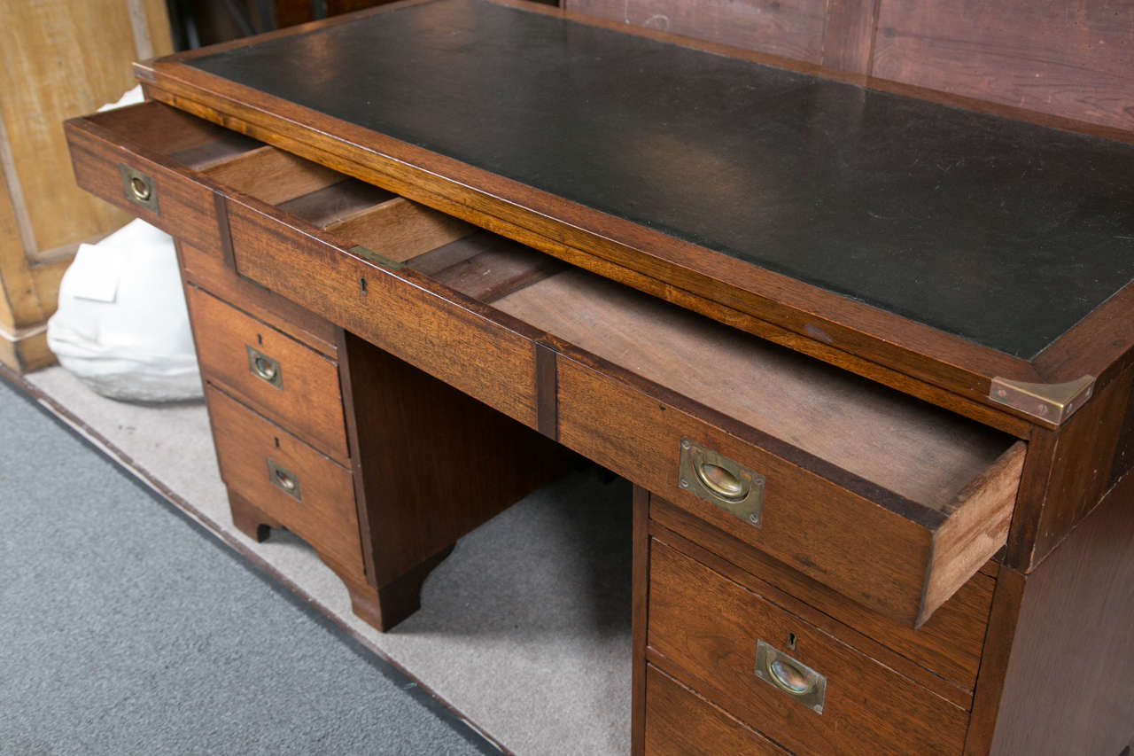 Signed and Dated 19th Century Teak Campaign Desk 2
