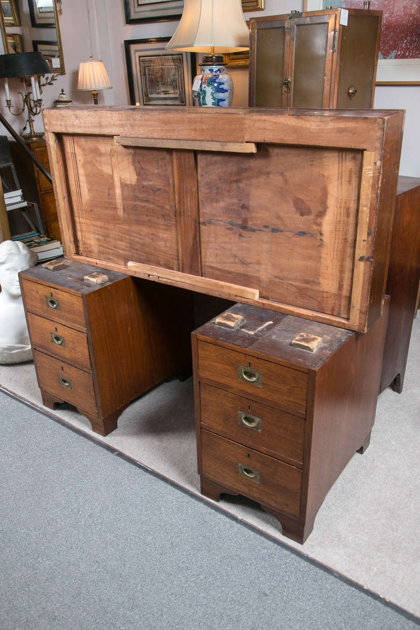 Signed and Dated 19th Century Teak Campaign Desk 4