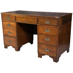 Signed and Dated 19th Century Teak Campaign Desk
