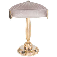 Stunning Gilded Bronze Art Deco Table Lamp by Degue