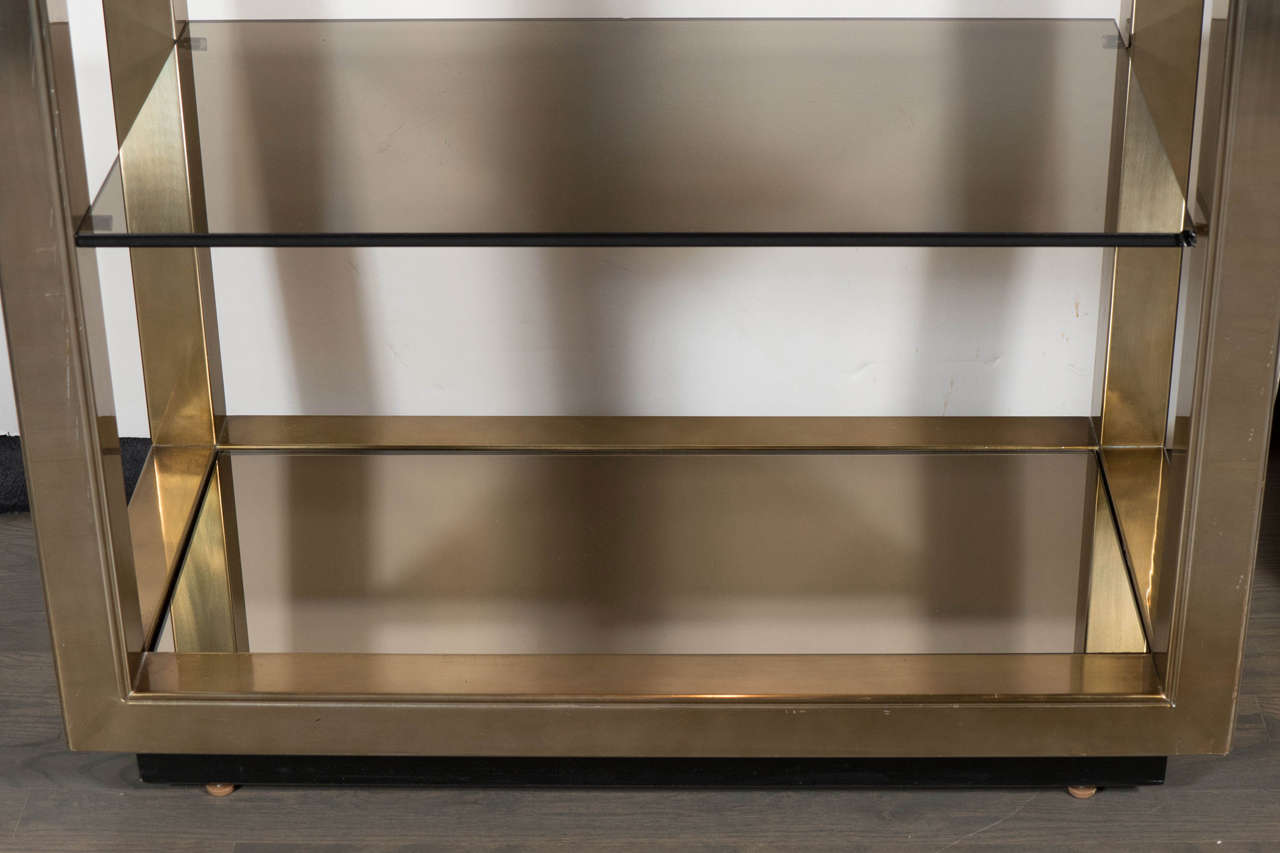 American Exceptional Mid-Century Modernist Brass Etagere By Mastercraft