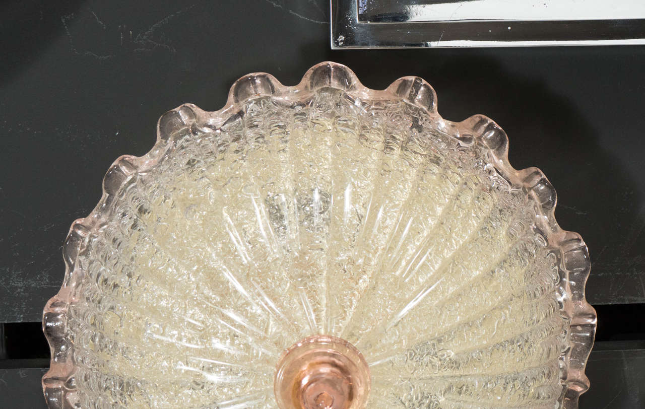 Italian Exquisite Flush Mount Chandelier by Barovier & Toso in Pale Blush