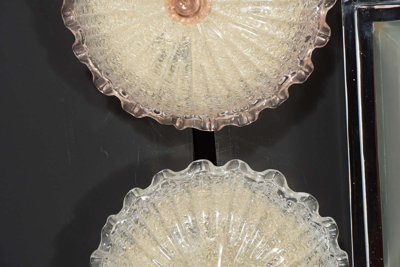Italian Exquisite Flushmount Murano Glass Chandelier attributed to Barovier & Toso