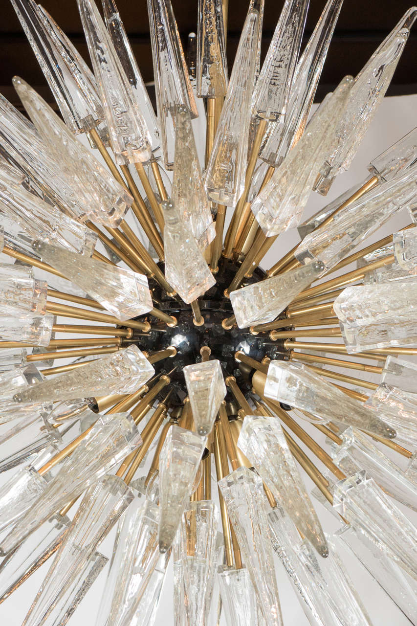 Modern Impressive Handblown Murano Glass Spiked Starburst Chandelier