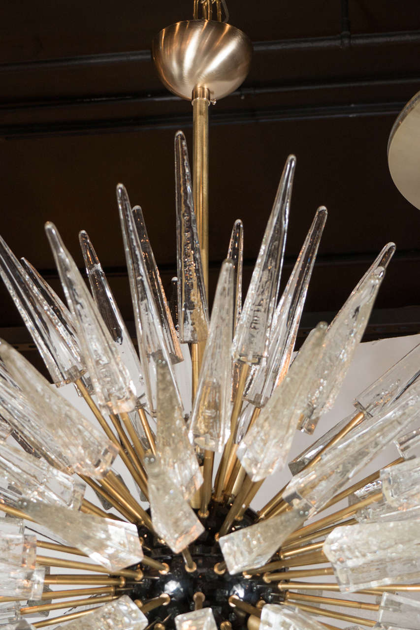 Italian Impressive Handblown Murano Glass Spiked Starburst Chandelier