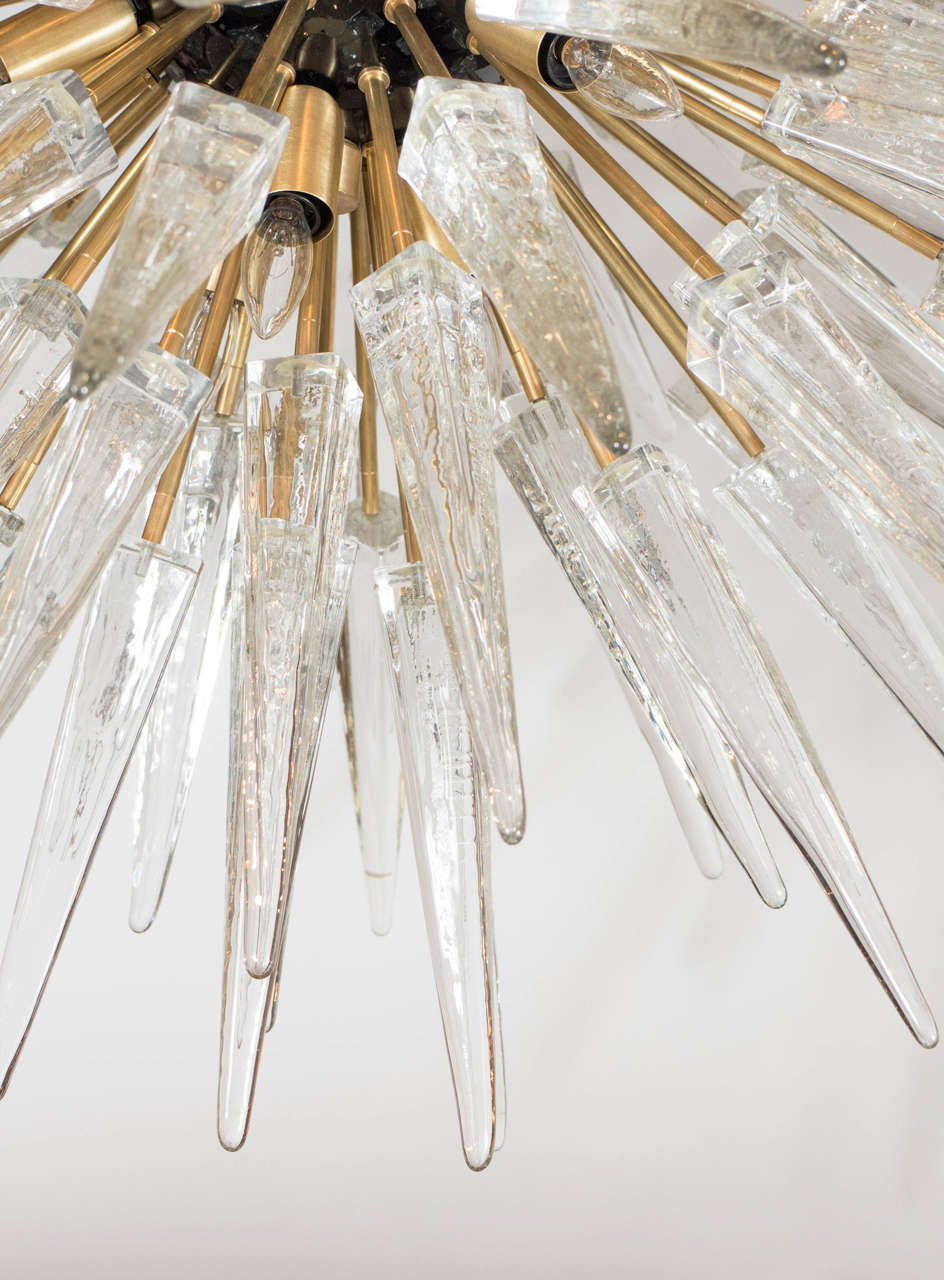 Impressive Handblown Murano Glass Spiked Starburst Chandelier In Excellent Condition In New York, NY
