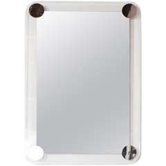 Mid-Century Mirror with Chrome Disc Detailing in the Manner of Karl Springer