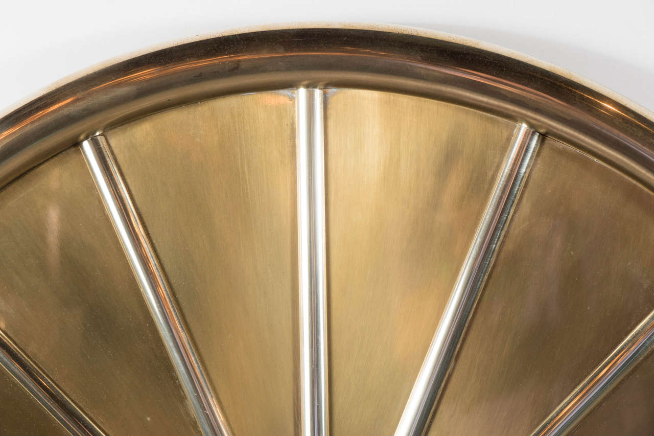 Late 20th Century Mid-Century Modernist Arch Form Mirror in Brushed Brass by Mastercraft