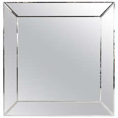 Magnificent Mid-Century Modernist Beveled Square Form Mirror