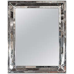 Mid-Century Modernist Mirror with Hand-Beveled Detailing