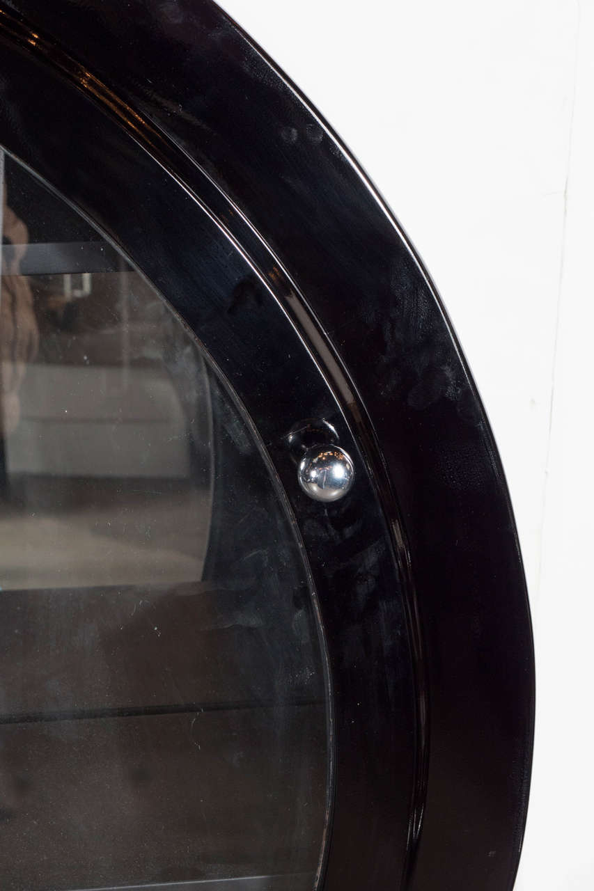 Art Deco Streamlined Bar/ Display Cabinet In Black Lacquer 2