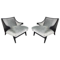 Gorgeous Pair of Mid-Century Modernist Stylized Sloped Klismos Form Chairs