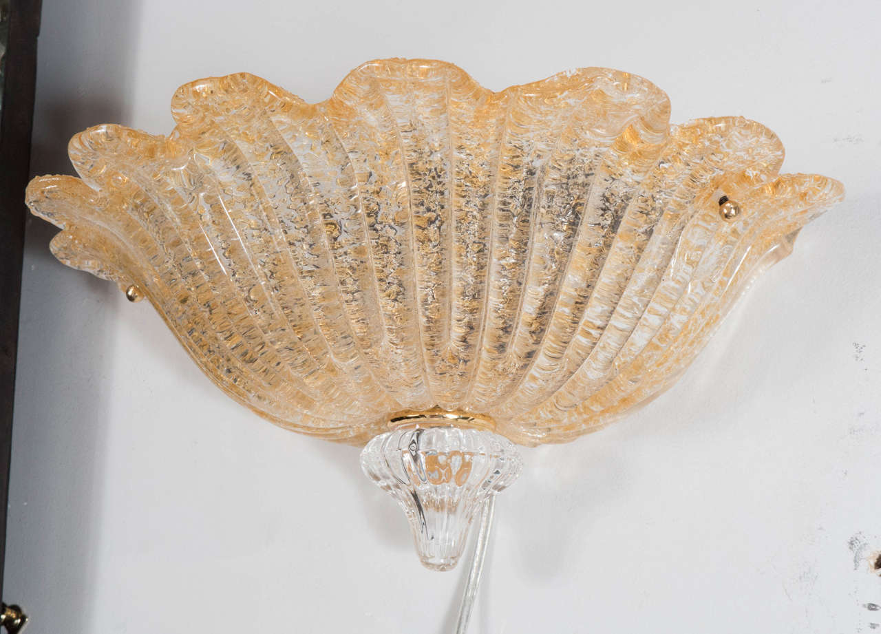 Mid-20th Century Midcentury Hand-Blown Murano Glass Wall Sconce by Barovier e Toso For Sale