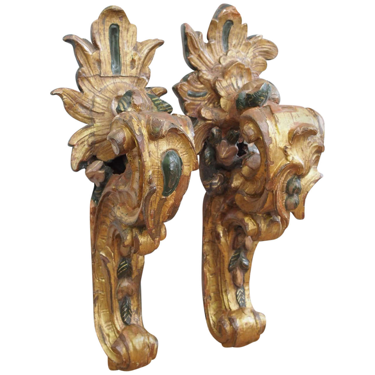 Italian Baroque Polychromed Brackets For Sale