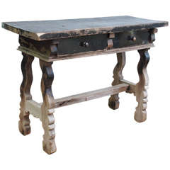 18th Century Spanish Primitive Walnut with Paint Table
