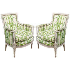 Pair of  French Louis XVI Painted Bergeres