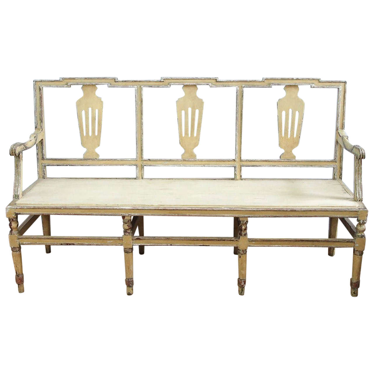 18th Century Painted Italian Bench For Sale