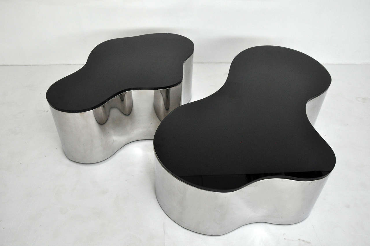 Mid-Century Modern Pair of Free-Form Coffee Tables by Karl Springer