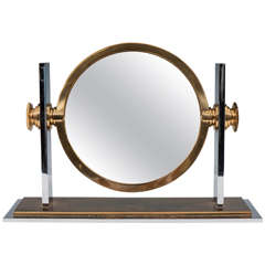 Midcentury Karl Springer Brass and Chrome Vanity Mirror