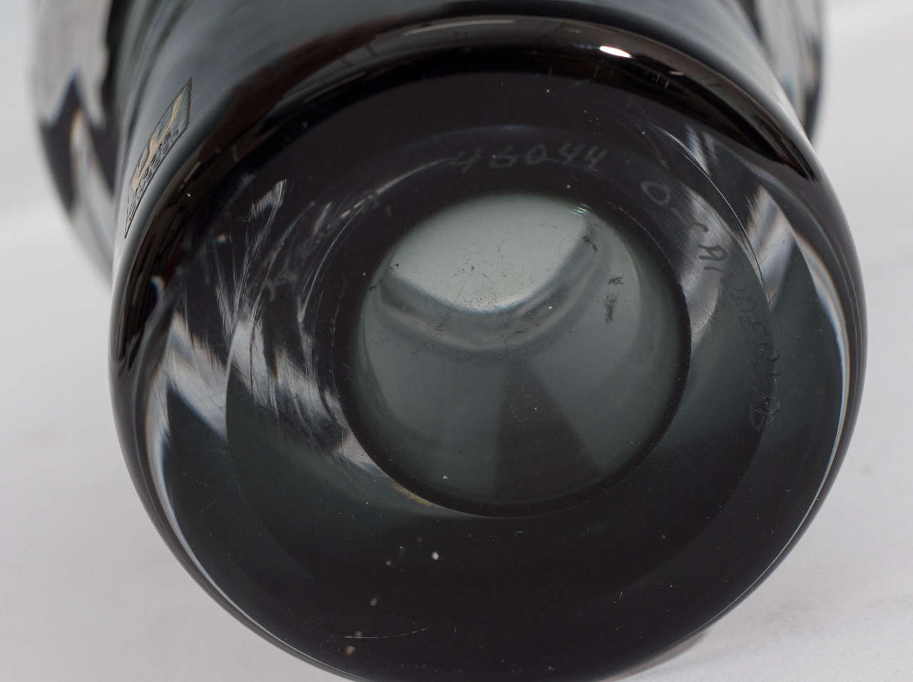 Swedish Blown Glass Gray Vase with Ram Detail by O. Sandberg for Kosta 3