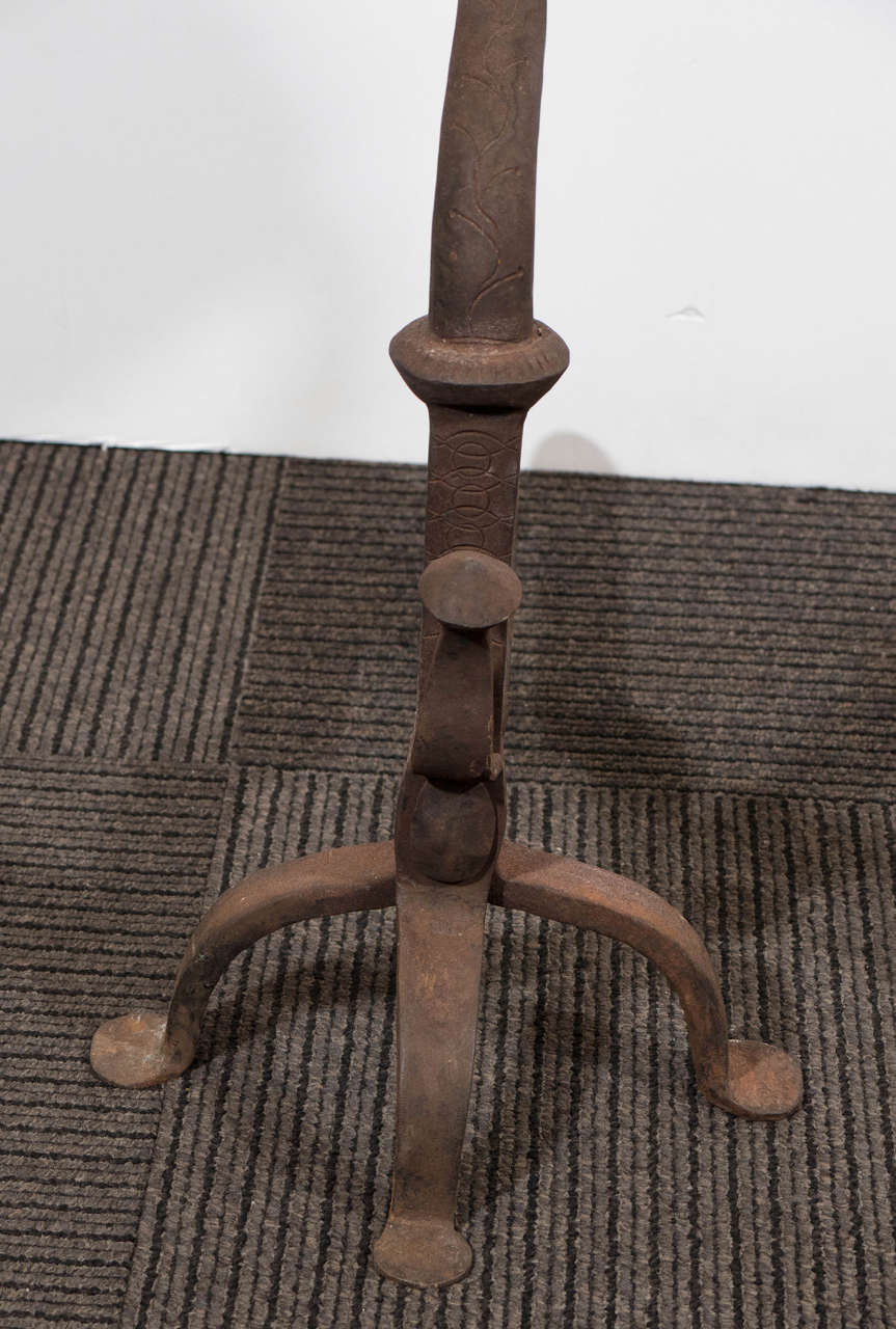 American Early 19th Century Pair of Rare Cast Iron Andirons
