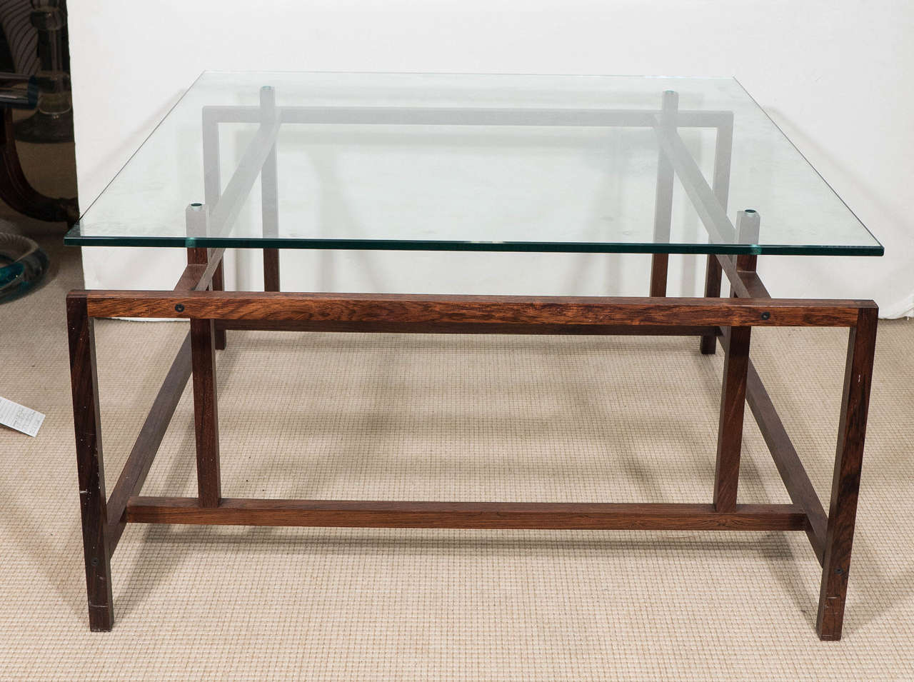 Henning Norgaard Modern Rosewood Coffee Table with Glass Top for Komfort In Good Condition In New York, NY