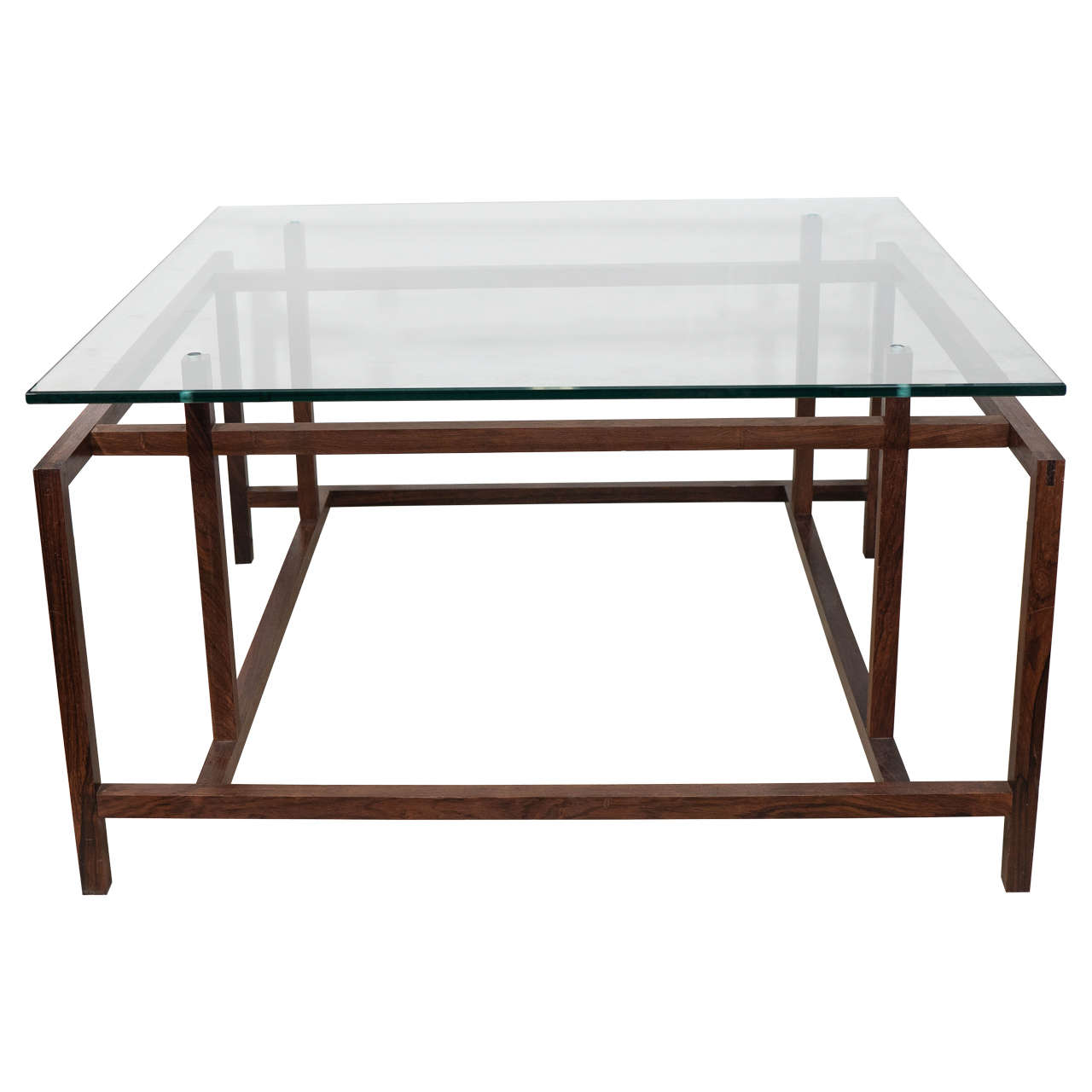 Henning Norgaard Modern Rosewood Coffee Table with Glass Top for Komfort
