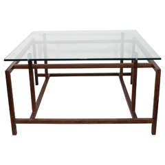 Henning Norgaard Table basse moderne en bois de rose avec plateau en verre pour le confort