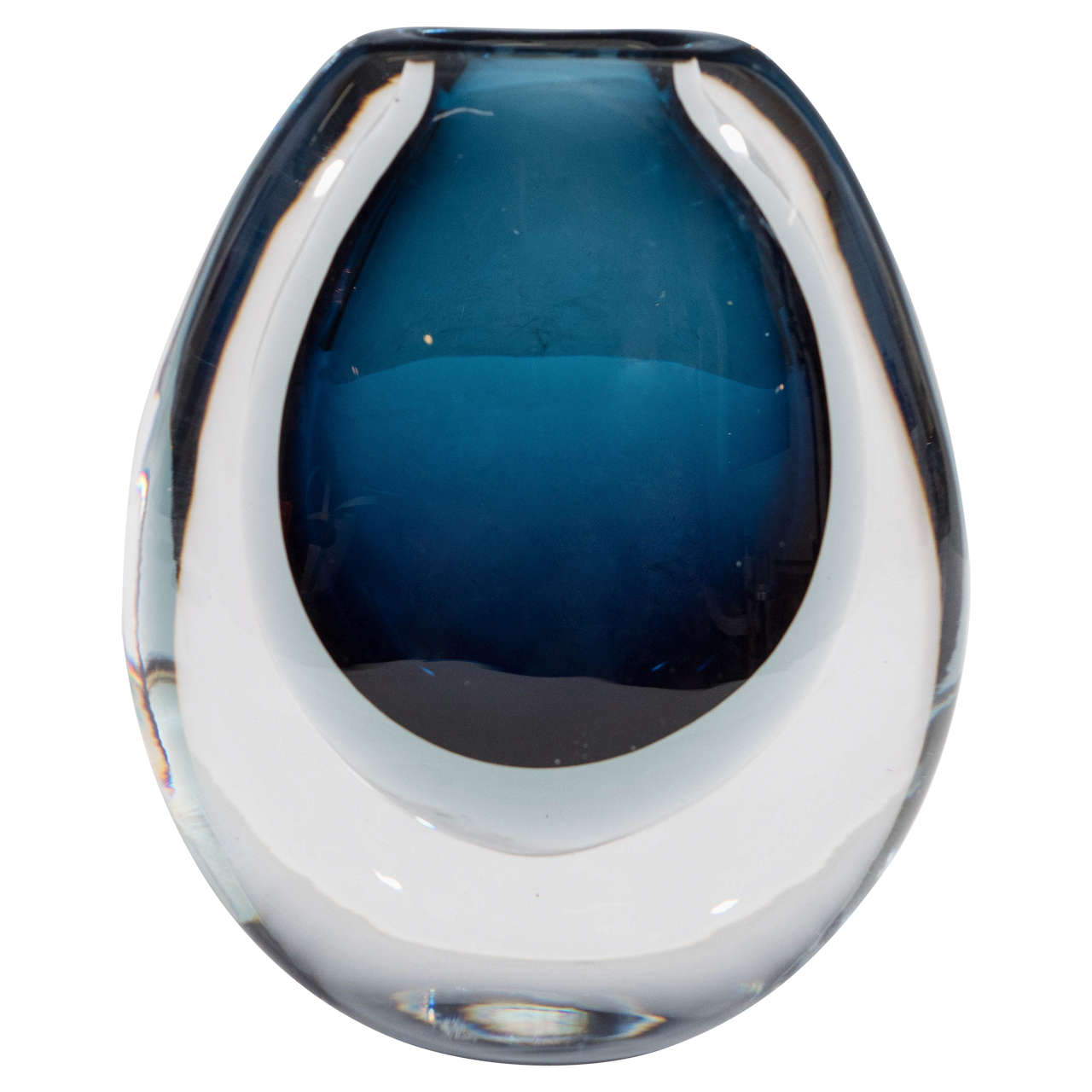 Vicke Lindstrand Blue Cased Glass Vase for Kosta Boda at 1stDibs