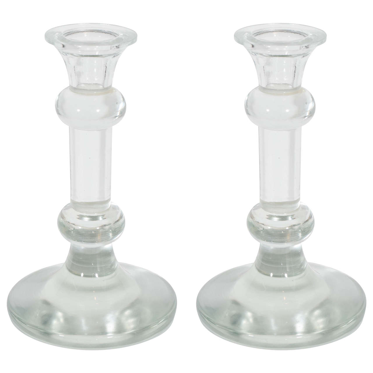 A Pair of Murano Glass Candlesticks by Seguso in the Style of Karl Springer