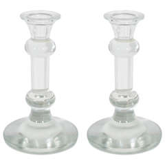 A Pair of Murano Glass Candlesticks by Seguso in the Style of Karl Springer