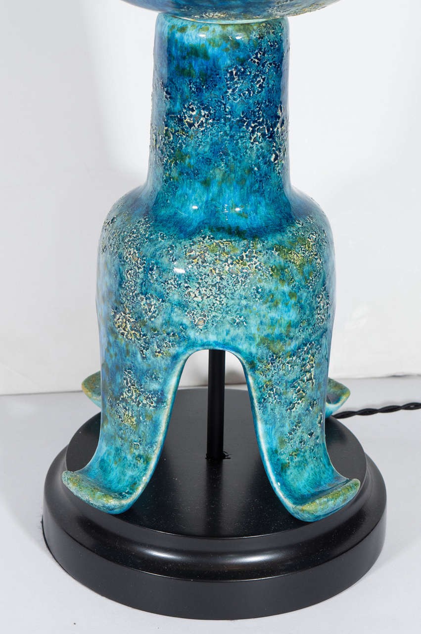 Italian 'Rimini Blu' Ceramic Pagoda Lamp attributed to Zaccagnini