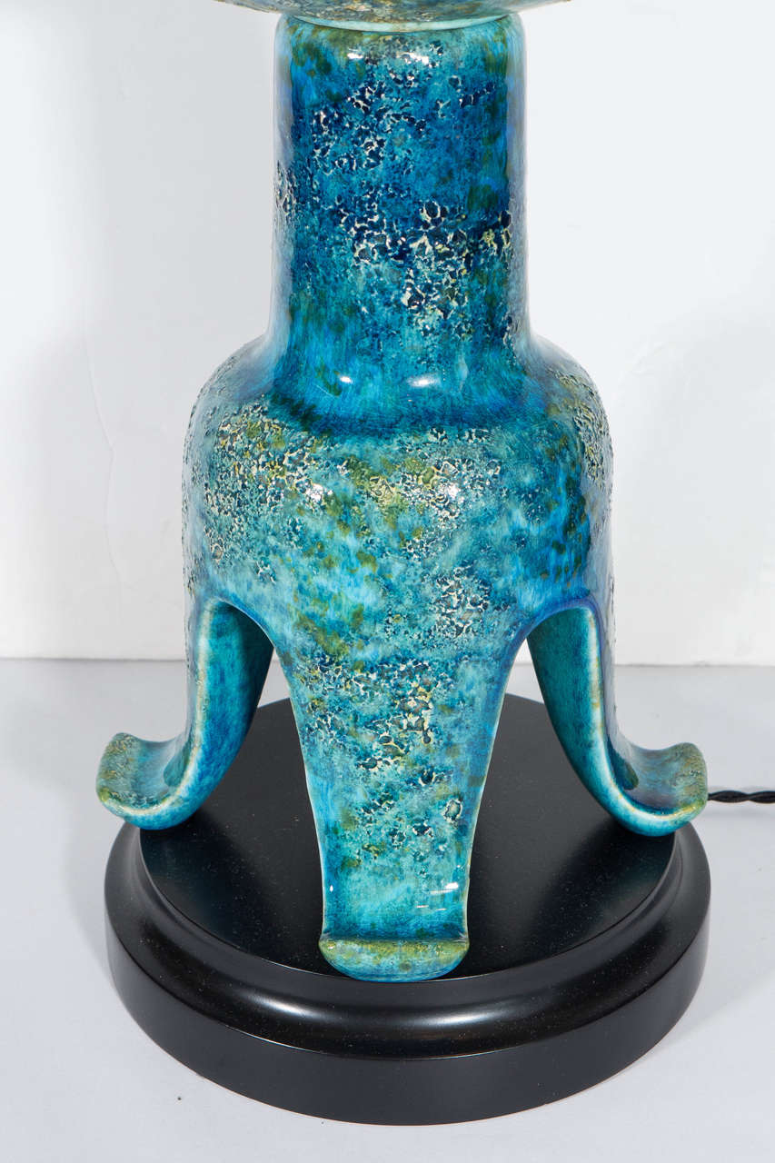 Mid-20th Century 'Rimini Blu' Ceramic Pagoda Lamp attributed to Zaccagnini
