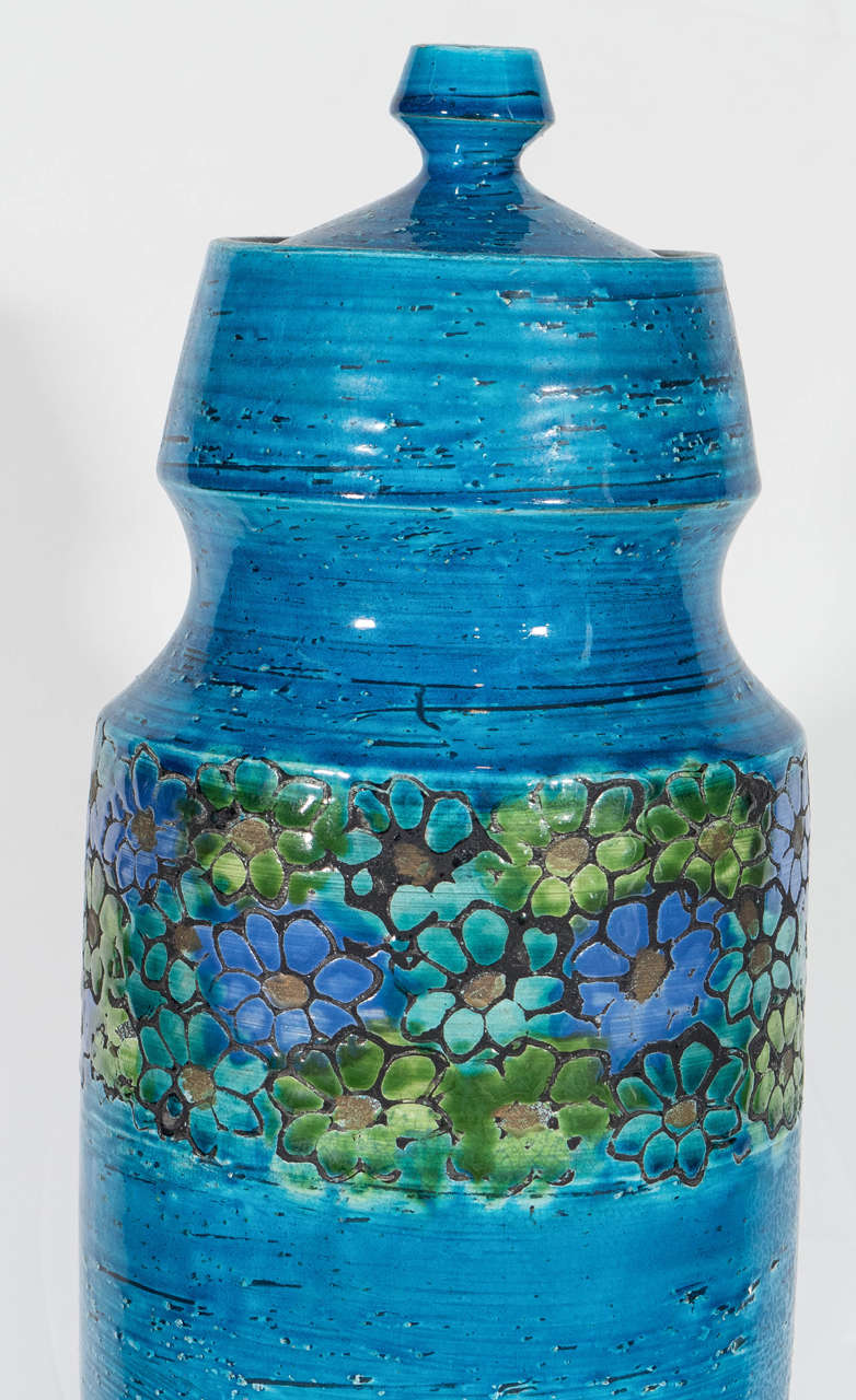 Italian Rosenthal Netter Blue Ceramic Lidded Jar