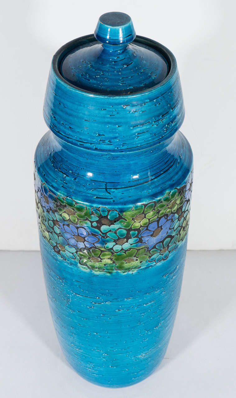 Rosenthal Netter Blue Ceramic Lidded Jar In Excellent Condition In New York, NY