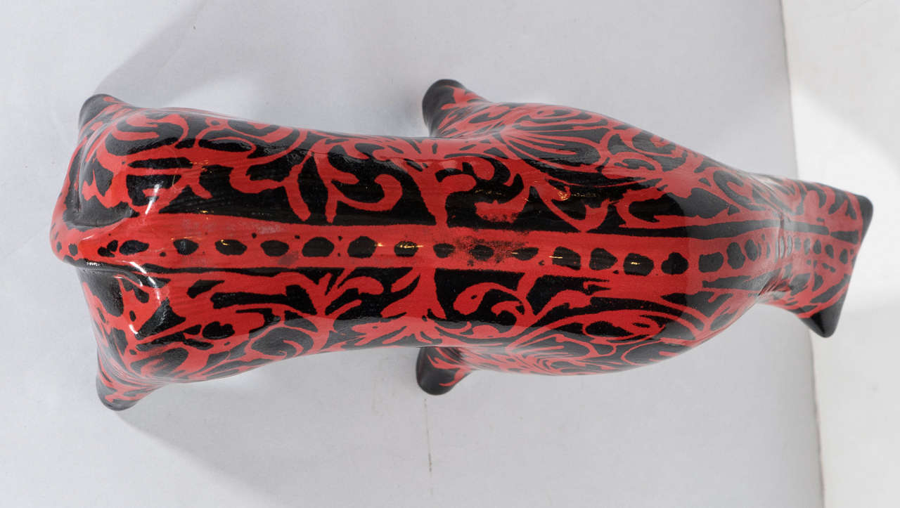Mid-20th Century A Midcentury Bitossi Sculptural Ceramic Bull in Black and Red by Alvino Bagni