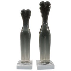 Pair of Rare Studio Glass Sculptures of Abstract Female Torsos