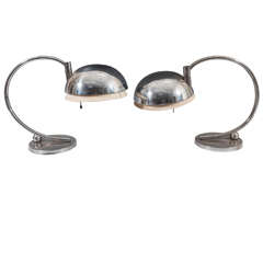 Paar verchromte Art-Déco-Tischlampen von Gilbert Rohde