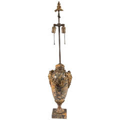 Antique  Stunning French 19th Century Bronze & Marble Satyr Lamp