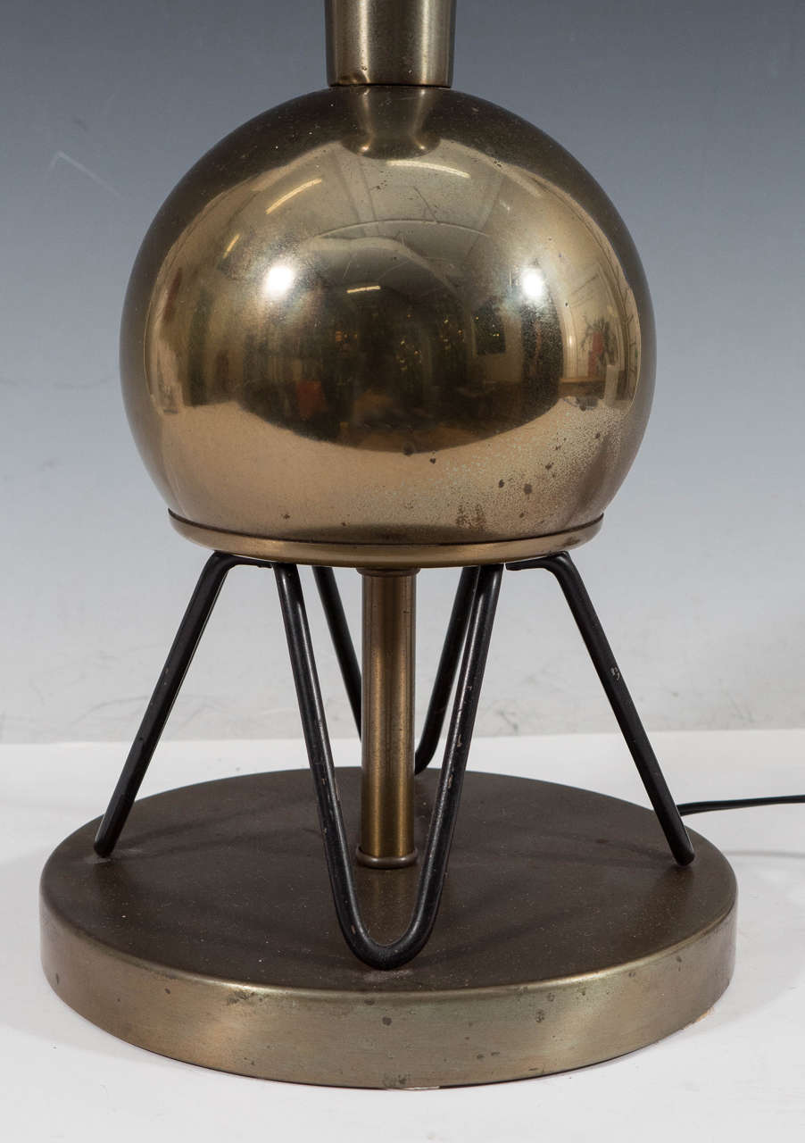 Mid-Century Modern Mid-Century Pair of 'Atomic' Brass Table Lamps on Sputnik Legs